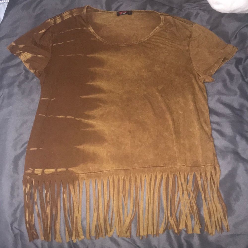 short sleeve fringe top